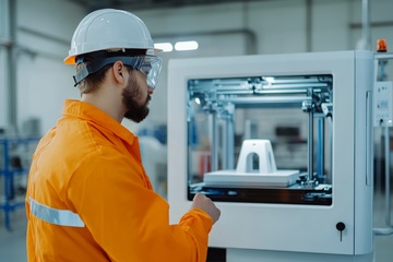 Safety Professional watching a 3D Printer